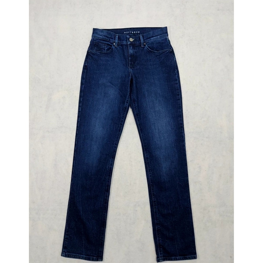 Mott & Bow Jeans Women Sz 26 X 30 Ludlow Slim Boyfriend Dark Blue Wash Stretch